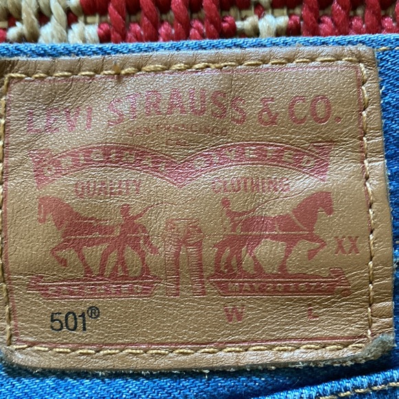 Levi's Blue 501 Frayed Hem Jeans - Picture 6 of 11